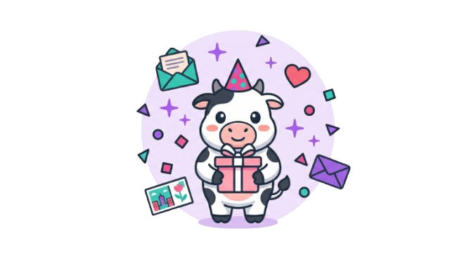 Vaquinha para chá de bebê — vaquinha fofa segurando presente via PIX