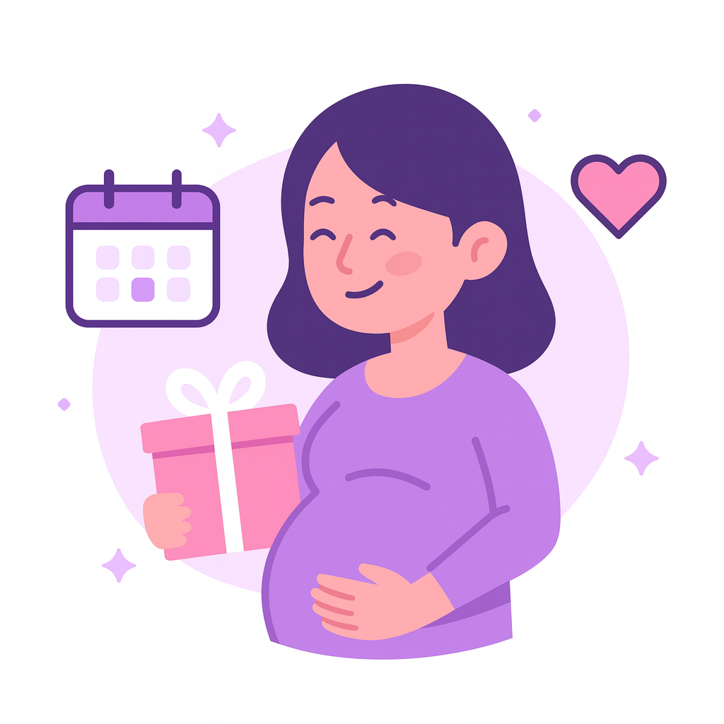 Mulher grávida criando lista de presentes no iWish para chá de bebê